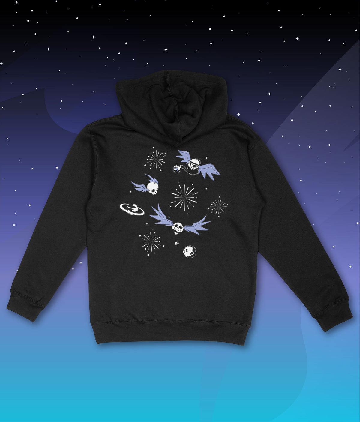 Style Experience Flying Skulls Hoodie - Black